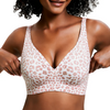 Evelift-Sujetador sin aros con escote en V. Leopardo Blanco/Rosa