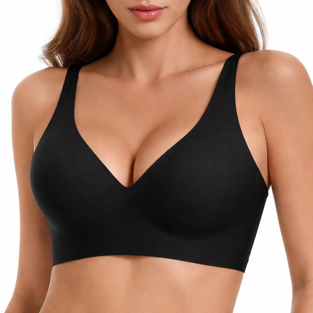 Evelift-Sujetador sin aros con escote en V. Negro