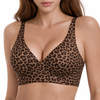 Evelift-Sujetador sin aros con escote en V. Leopardo Marron/Negro